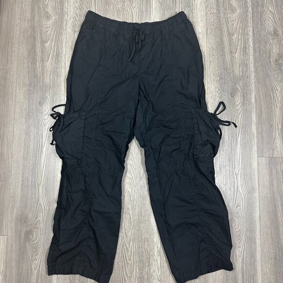 Abercrombie Black Cotton Cargo Pants Size Large Drawstring - Picture 1 of 5